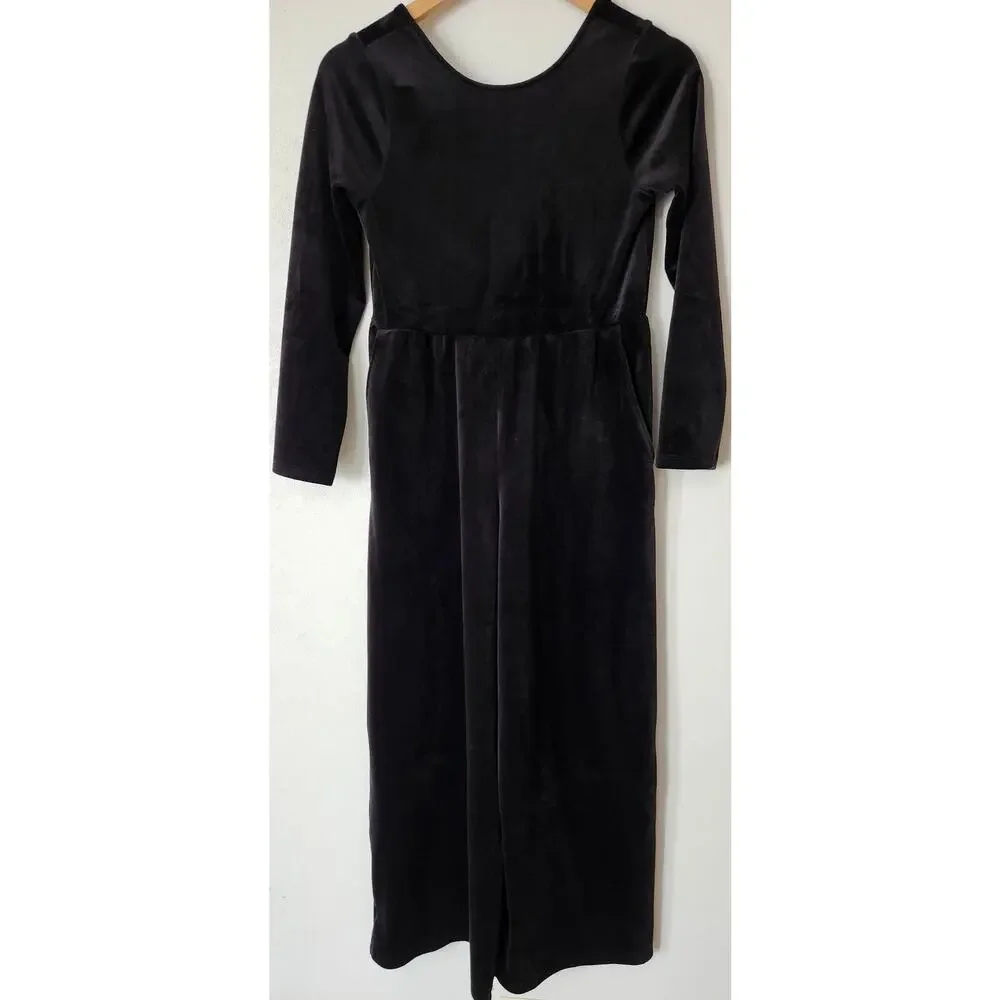 Just For Kicks Tea Collection Velour Jumpsuit Girl's 14 Black Wide Leg